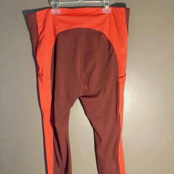 Athleta rust burnt orange mesh 7/8 leggings - Picture 4 of 7